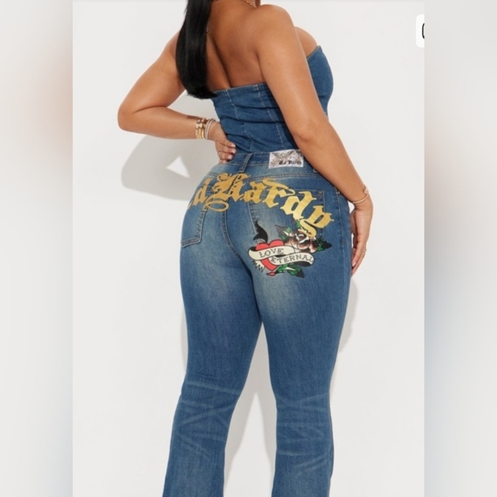 Ed Hardy True Love Denim Jumpsuit
